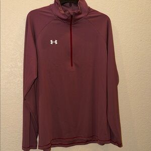 Under Armour Maroon Striped Quarter-Zip Pullover